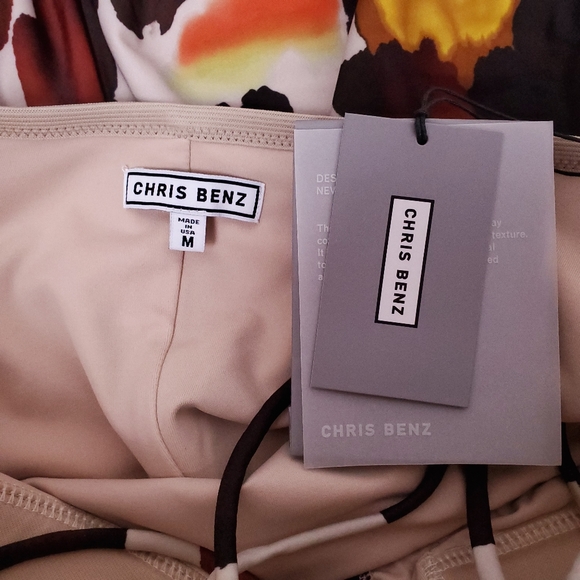 NWT CHRIS BENZ strapless mod print swimsuit - Picture 6 of 7